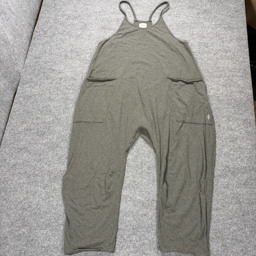 Free People Movement Hot Shot Romper Womens Large Gray Jumpsuit Active Pockets